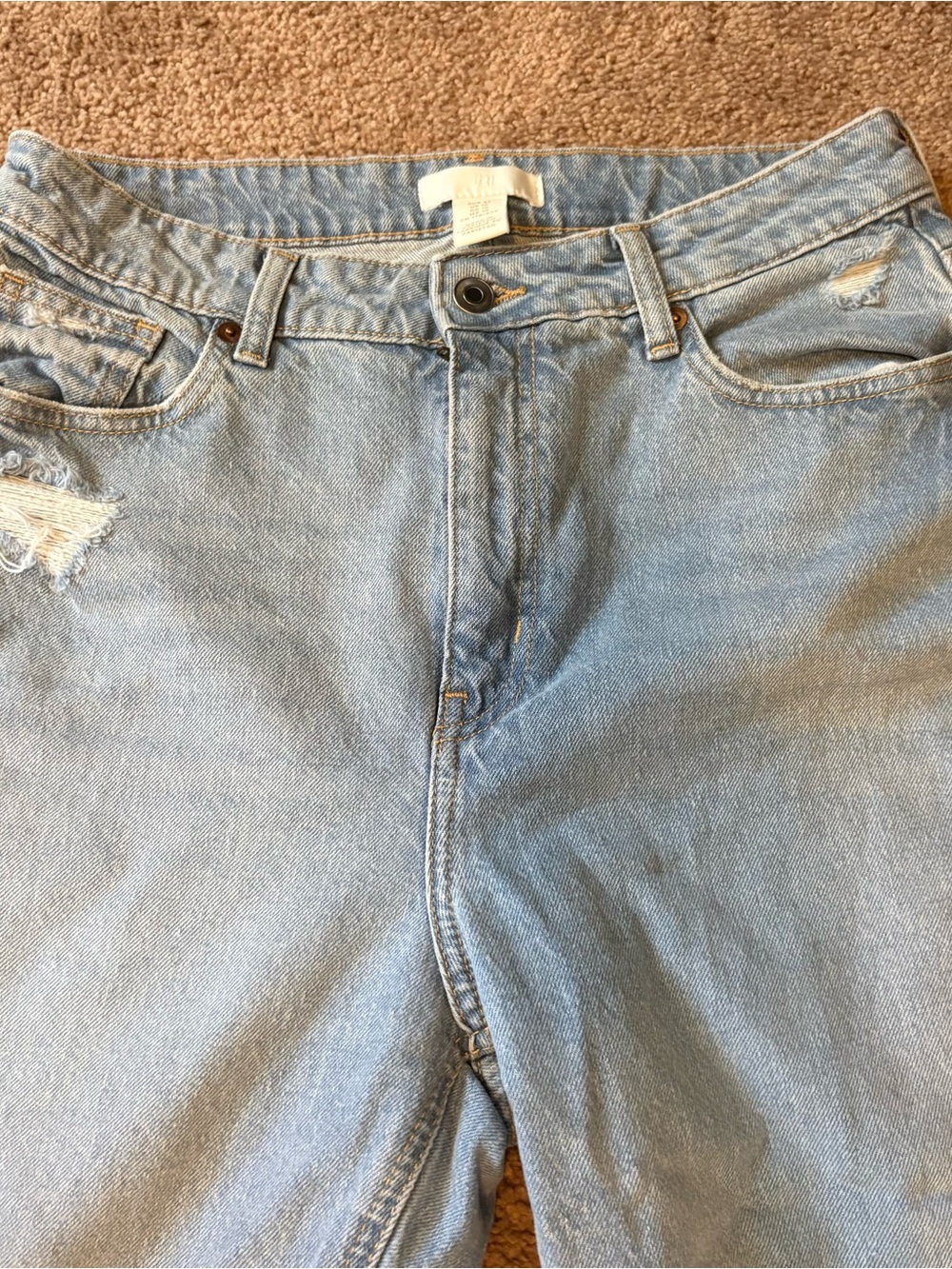Light Wash Distressed High-Rise Jeans